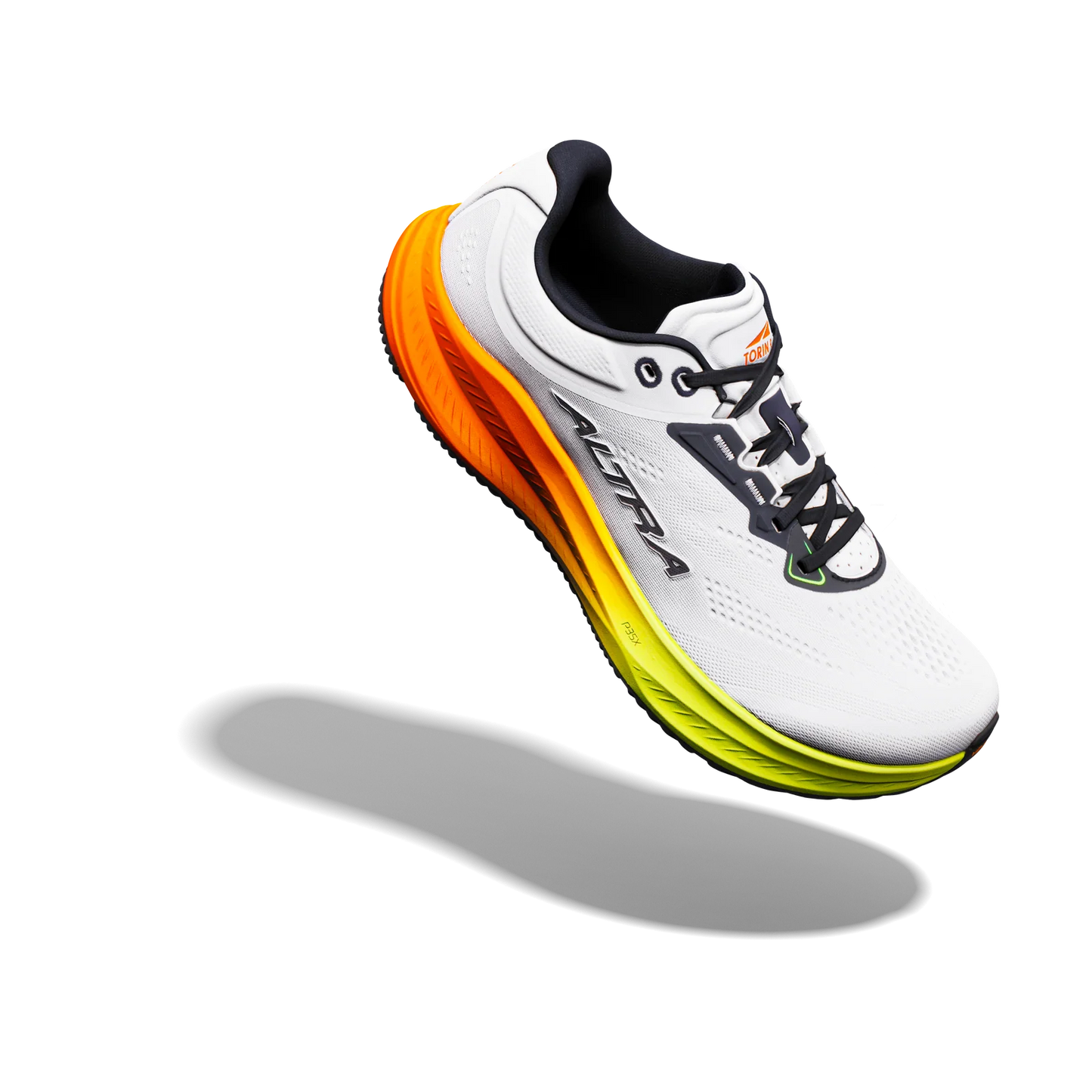 Altra Men's Torin 9 Sneaker in White/Black/Safety Yellow