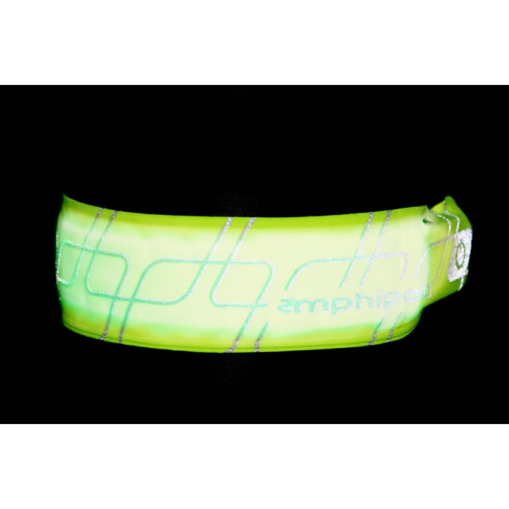 Detail view of Amphipod Full Viz Rechargeable Flashing Reflective Slap Band.