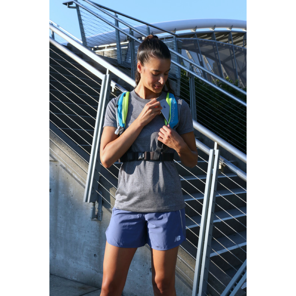 Model view of Amphipod Pure Run Ultra Light 600ml Hydration Vest.