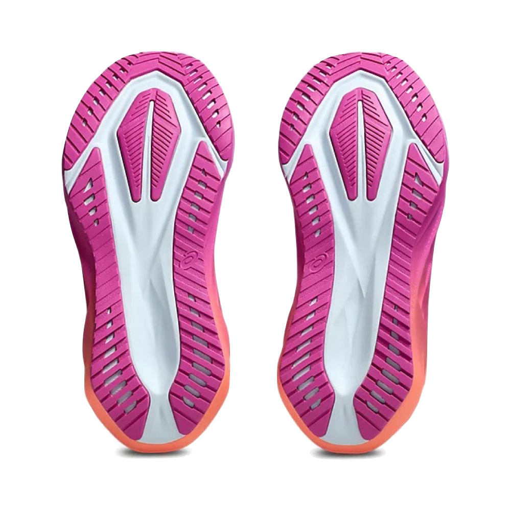 Bottom view of Asics Novablast 5 Sunny Sizzle Sneaker for women.