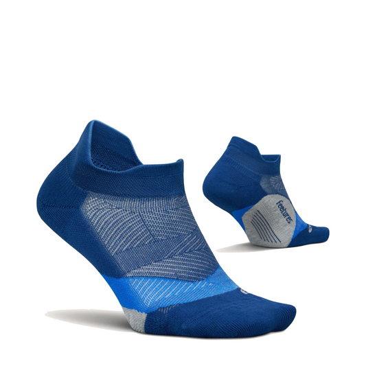 Side (right) and bottom view of Feetures Elite Light Cushion Tab Sock.