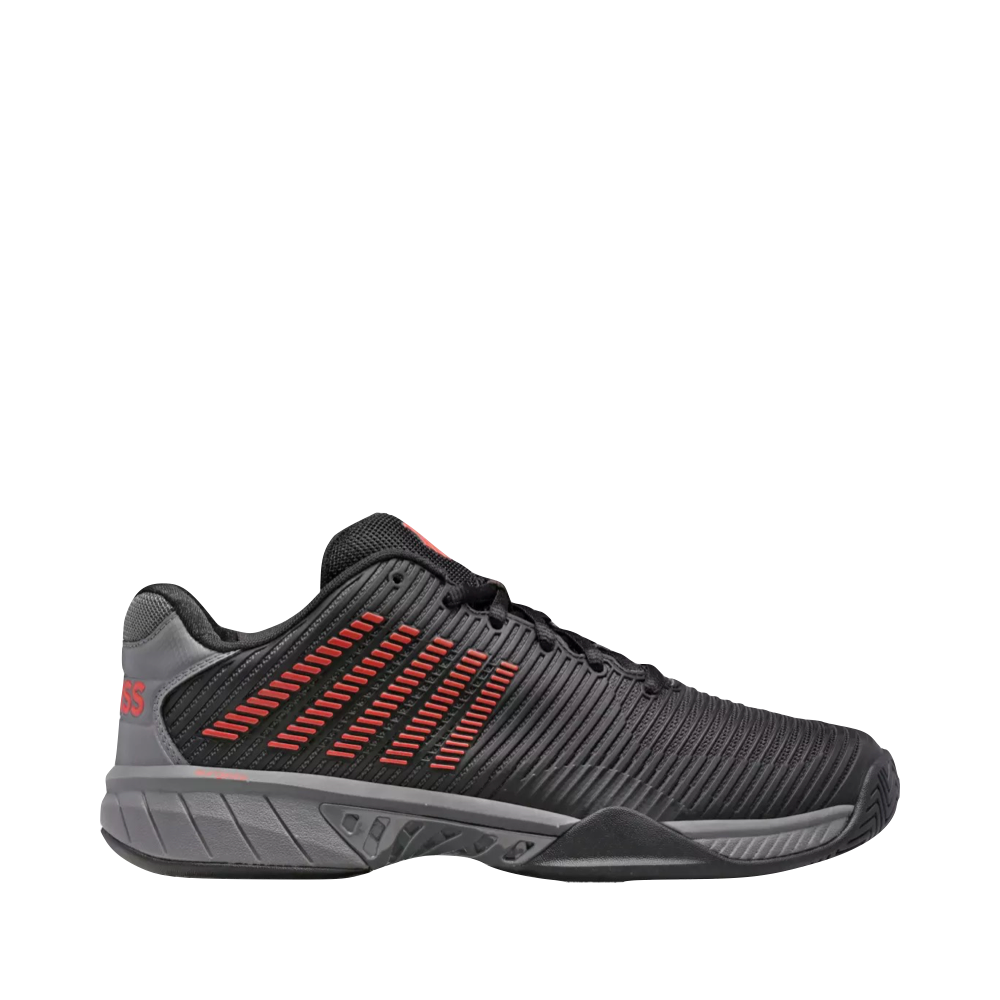 K-Swiss Men's Hypercourt Express 2 Sneaker in Jet Black/Steel Grey/Spicy Orange