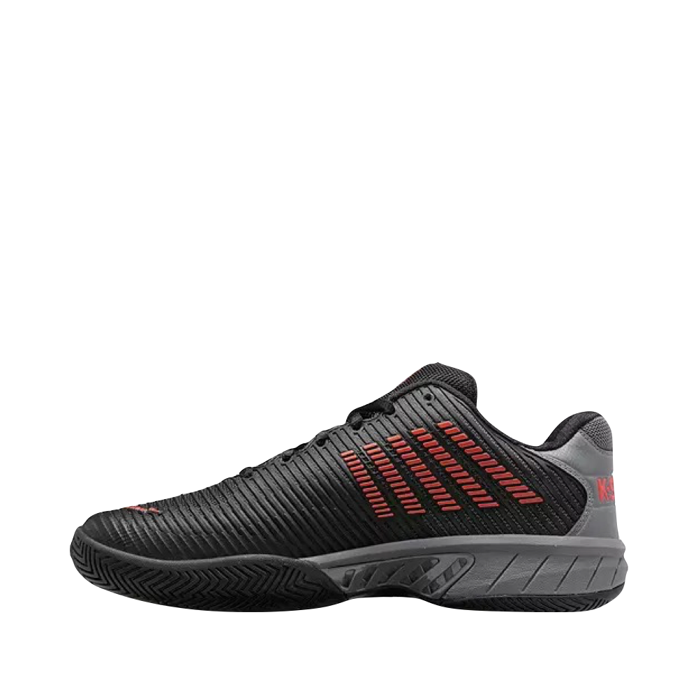 K-Swiss Men's Hypercourt Express 2 Sneaker in Jet Black/Steel Grey/Spicy Orange