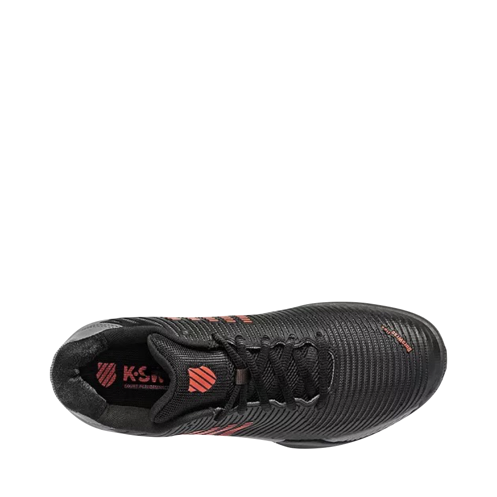 K-Swiss Men's Hypercourt Express 2 Sneaker in Jet Black/Steel Grey/Spicy Orange
