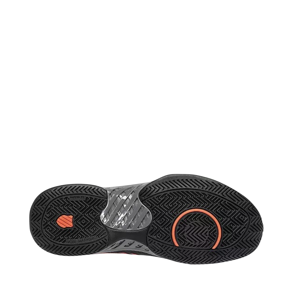 K-Swiss Men's Hypercourt Express 2 Sneaker in Jet Black/Steel Grey/Spicy Orange