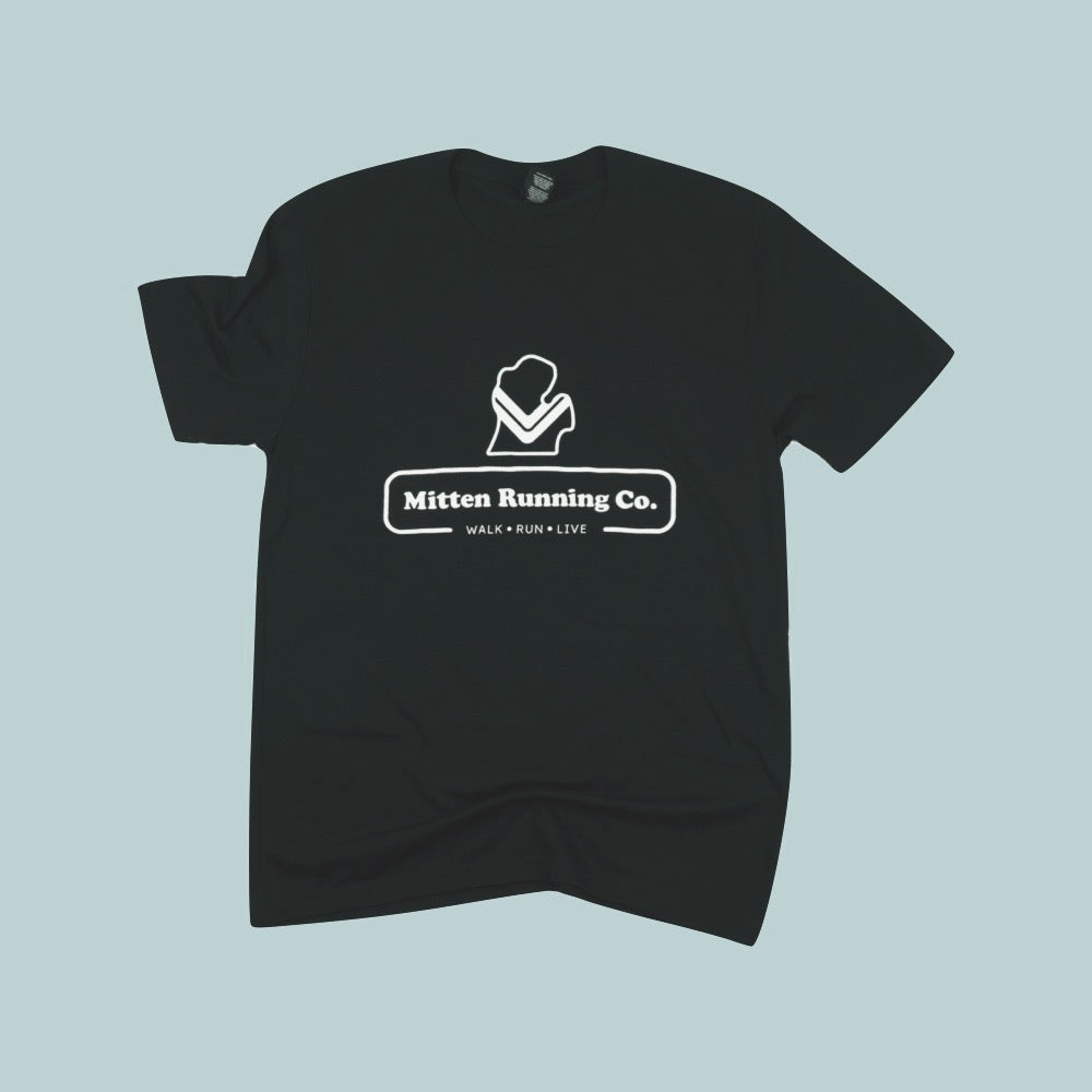 Front view of Mitten Running Co. Fit Perfect Tri-Blend Tee for women.