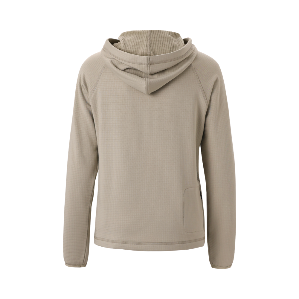 Back view of Mitten Running Co. Waffle Hoodie for women.