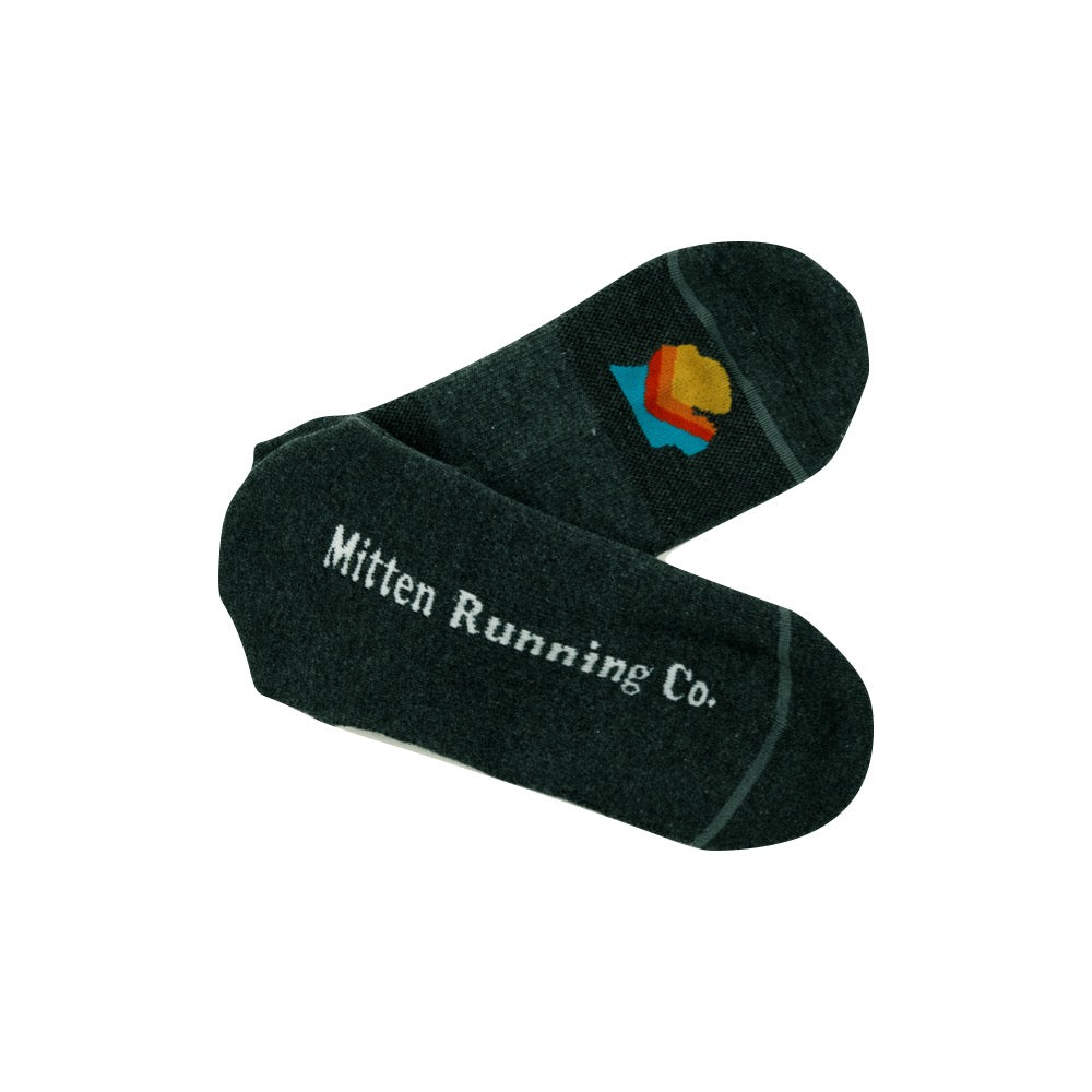 Bottom view of Mitten Running Co. Performance No Show Sock.