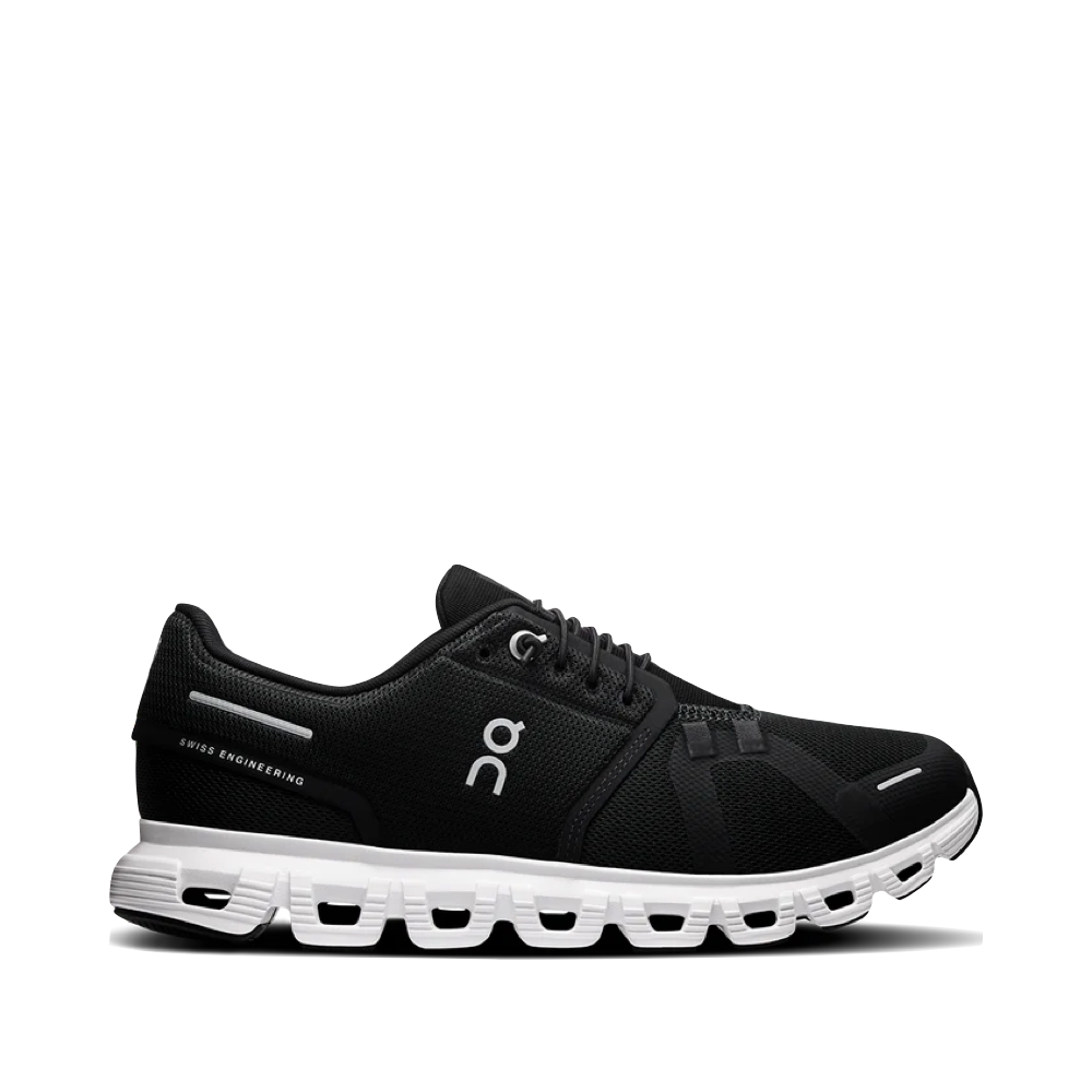 On Women's Cloud 6 Sneaker in Black/White