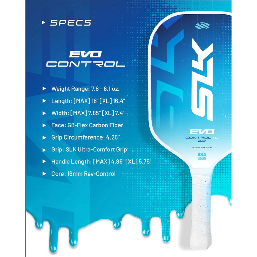 Specs of SLK by Selkirk Evo 2.0 Control Pickleball Paddle.
