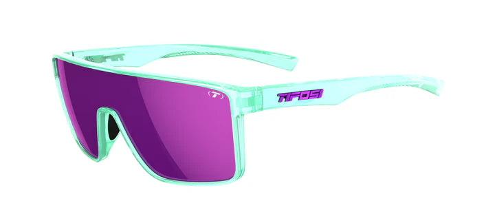 Tifosi Sanctum Sunglasses in Aqua Shimmer Frame - Smoke Tint with Rose Pink Mirror Lenses
