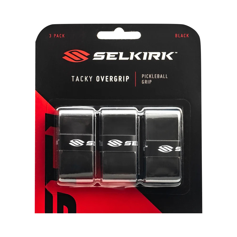 Front packaging view of Selkirk 3 Pack Tacky Overgrips.