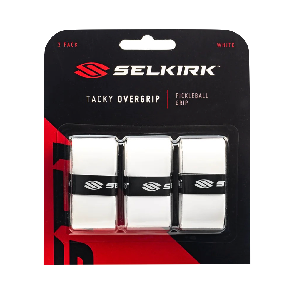 Front packaging view of Selkirk 3 Pack Tacky Overgrips.