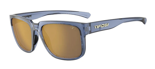 Tifosi Shumo Sunglasses in Crystal Denim Frame - Smoke Tint with Gold Mirror Lenses