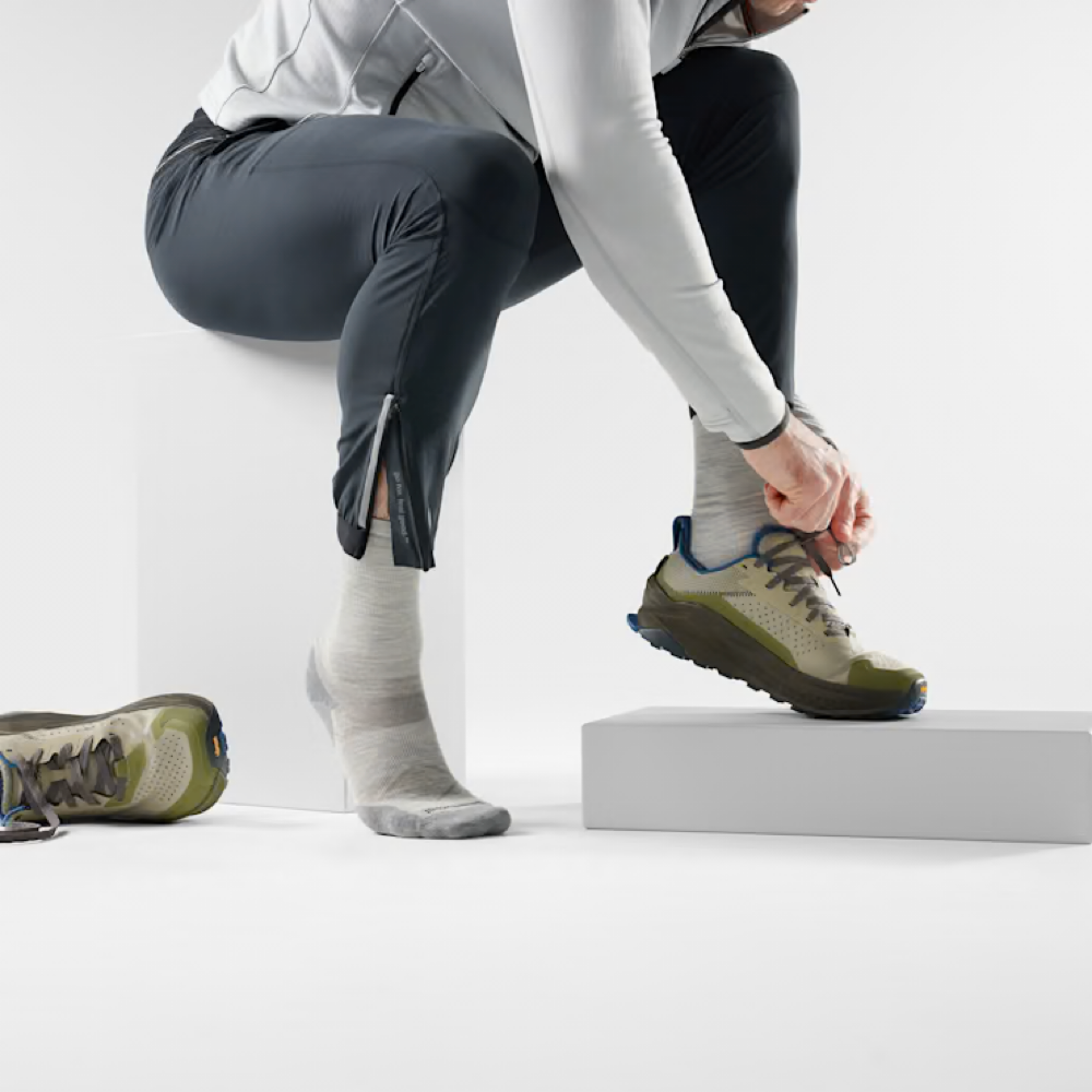 Model view of Smartwool Run Cold Weather Crew Socks for men.