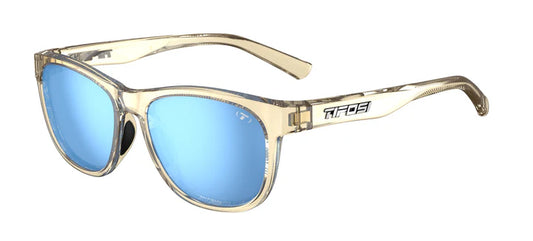 Tifosi Swank Sunglasses in Golden Ray Frame - Smoke Tint with Sky Blue Mirror Lenses