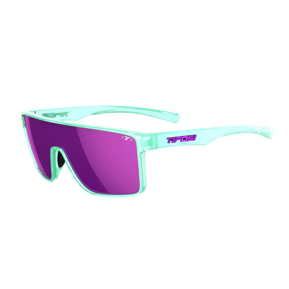 Tifosi Sanctum Sunglasses in Aqua Shimmer Frame - Smoke Tint with Rose Pink Mirror Lenses