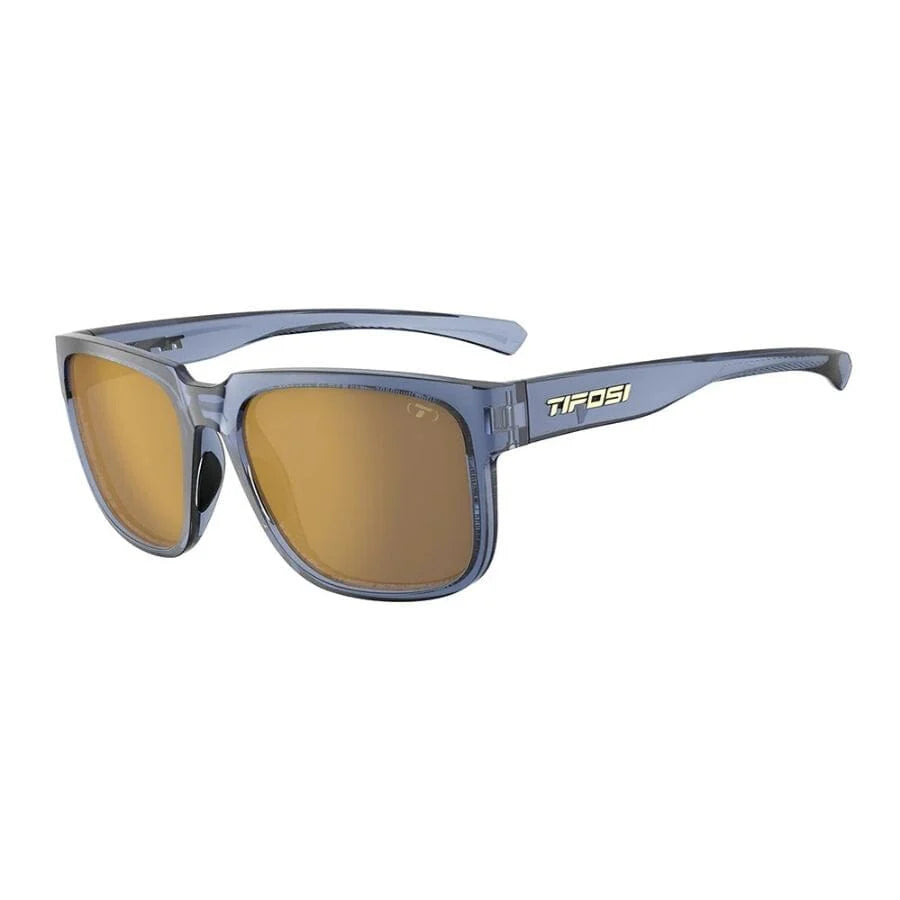 Tifosi Shumo Sunglasses in Crystal Denim Frame - Smoke Tint with Gold Mirror Lenses