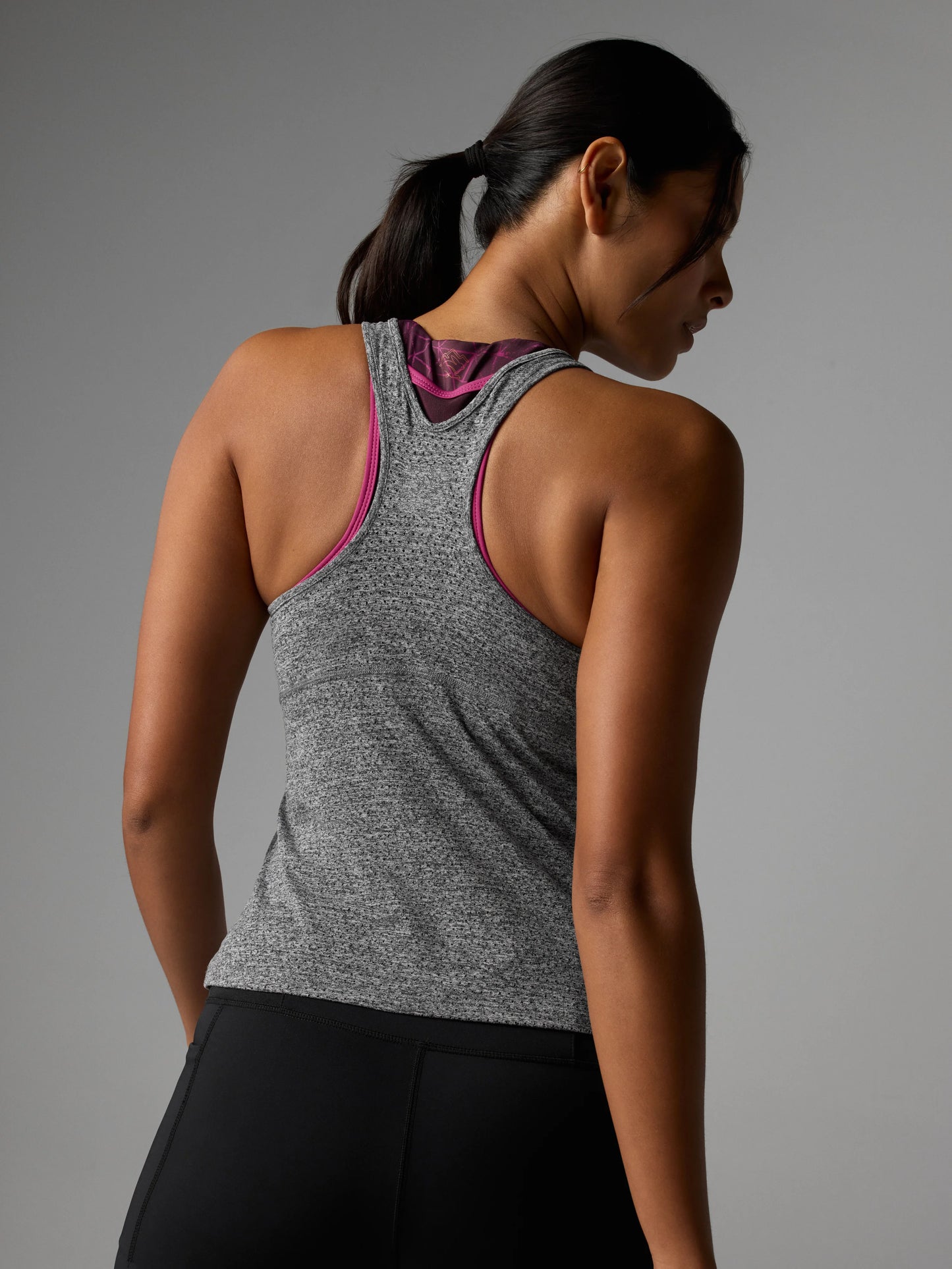 Rabbit Women's Hydration Trail Tank Racer back Top in Charcoal