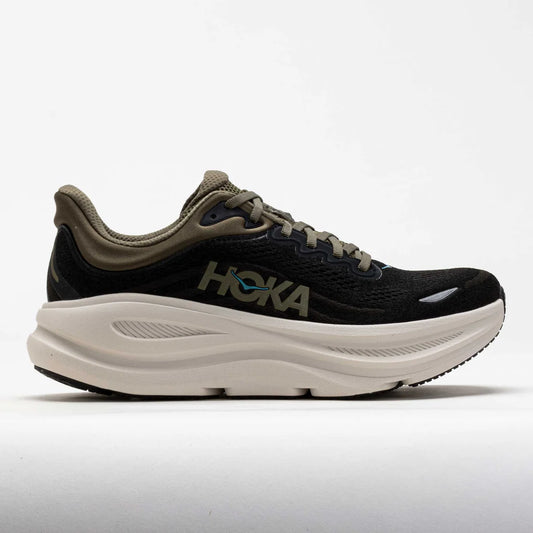 Hoka Men's Bondi 9 Sneaker in Black/River Rock Grey