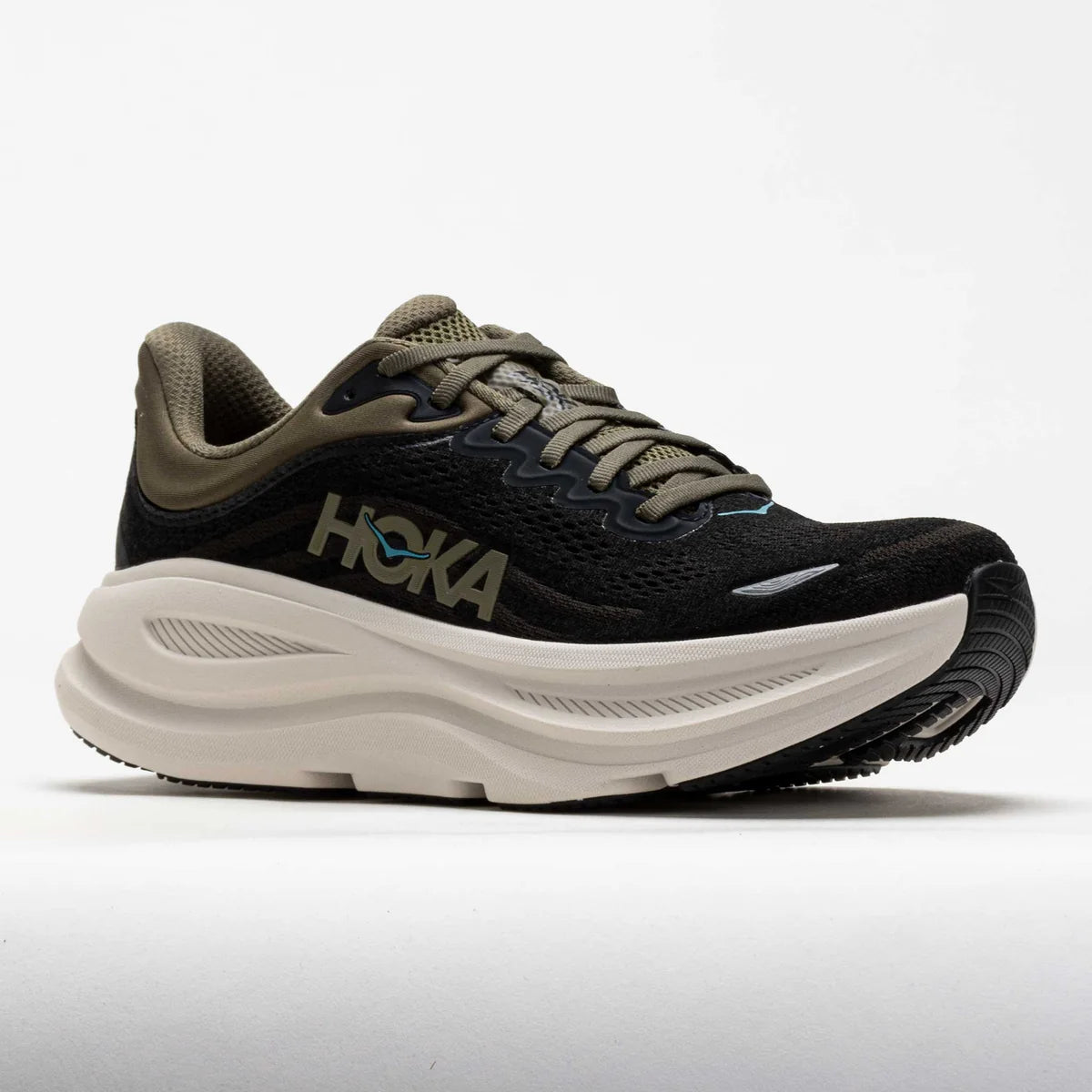 Hoka Men's Bondi 9 Sneaker in Black/River Rock Grey