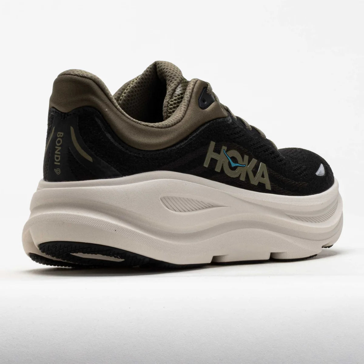 Hoka Men's Bondi 9 Sneaker in Black/River Rock Grey
