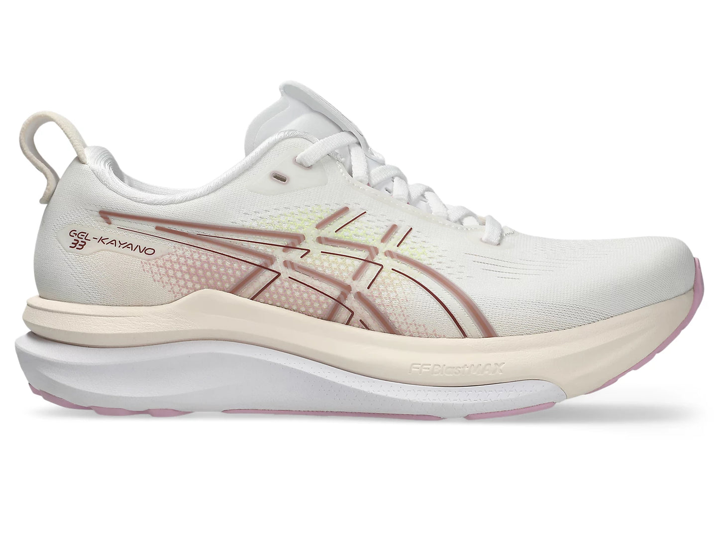 Asics Women's Gel-Kayano 33 Sneaker in White/Hazy Lilac