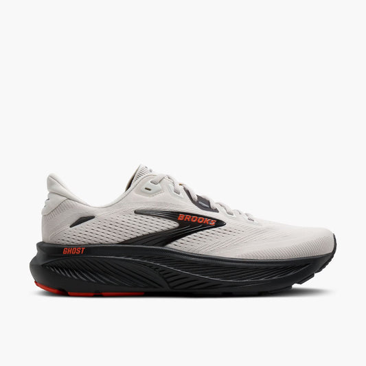 Brooks Men's Ghost 18 Sneaker in Coconut/Pearl/Tigerlily