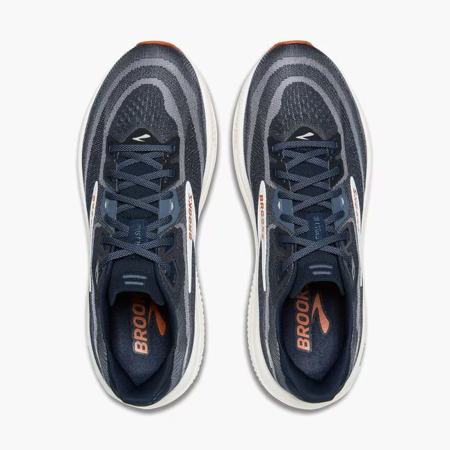 Brooks Men's Ghost 18 Sneaker in Navy Blazer/Red Earth/Blue