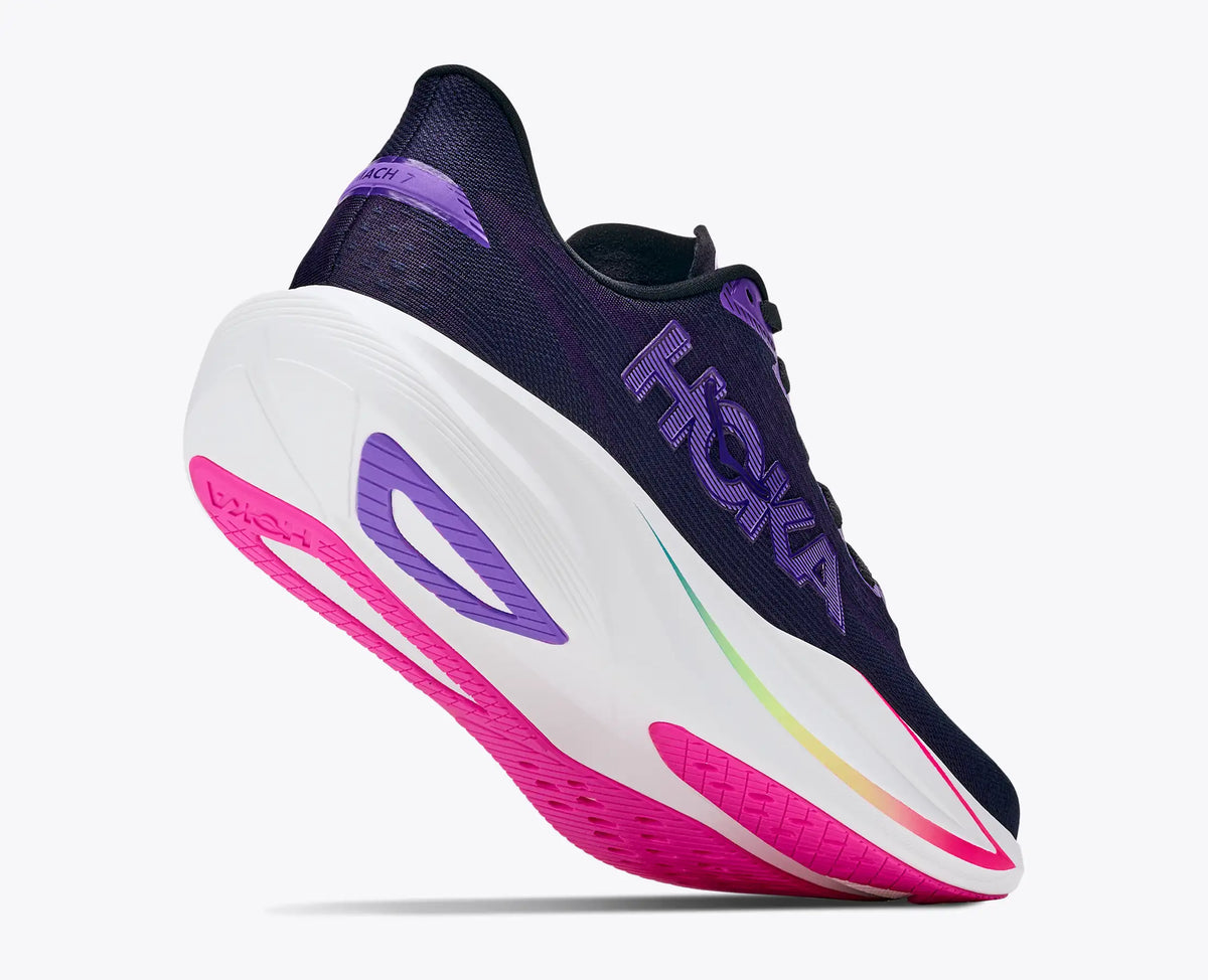 Hoka Women's Mach 7 Sneaker in Carbon Black/Cosmic Purple
