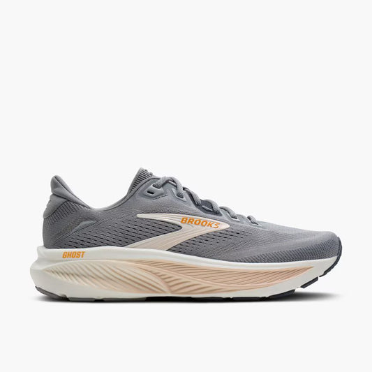 Brooks Women's Ghost 18 Sneaker in Grey/Morganite/Coconut