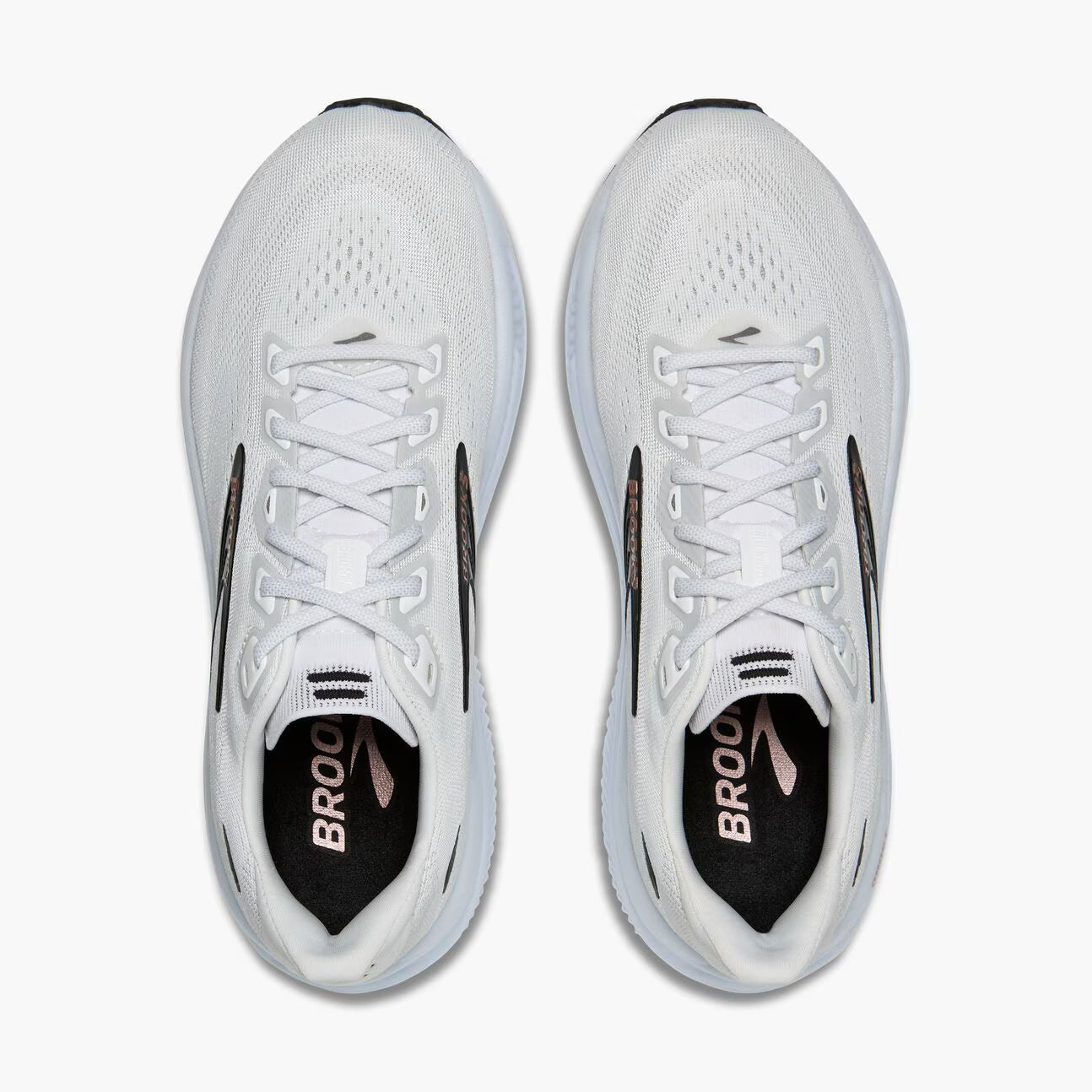 Brooks Women's Ghost 18 Sneaker in White/Black/Rose Gold