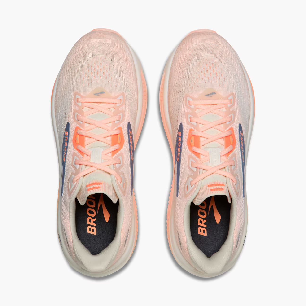 Brooks Women's Ghost 18 Sneaker in Star White/Cyber Peach/Grey
