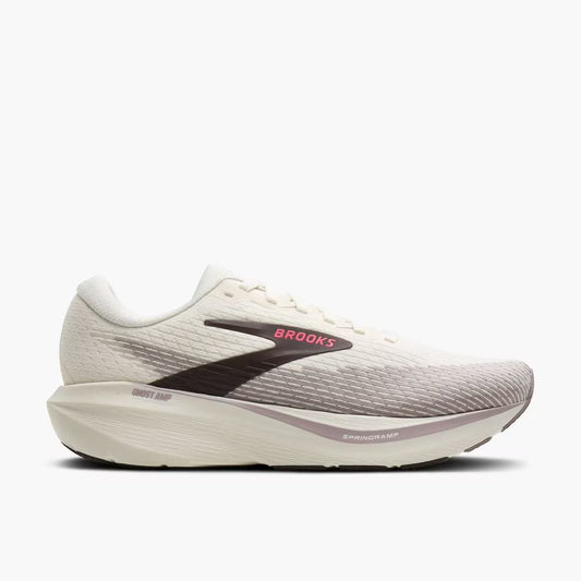 Brooks Women's Ghost Amp Sneaker in Arctic Wolf/Dove/Pink