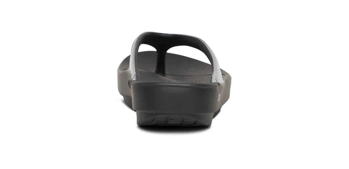 OOfos Women's OOlala Luxe Thong Flip Sandal in Shimmer Blue