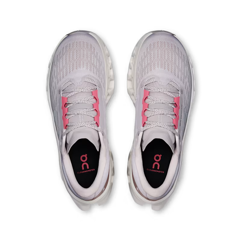 On Women's Cloudmonster 3 Sneaker in Ether/Ivory