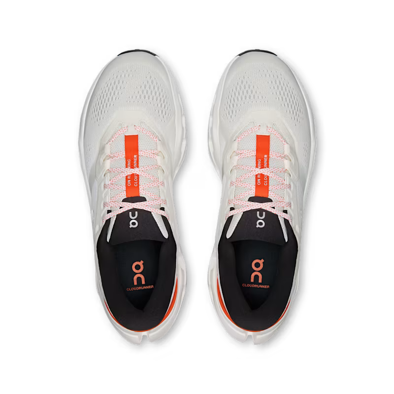 On Men's Cloudrunner 3 Sneaker in Ivory/Flame