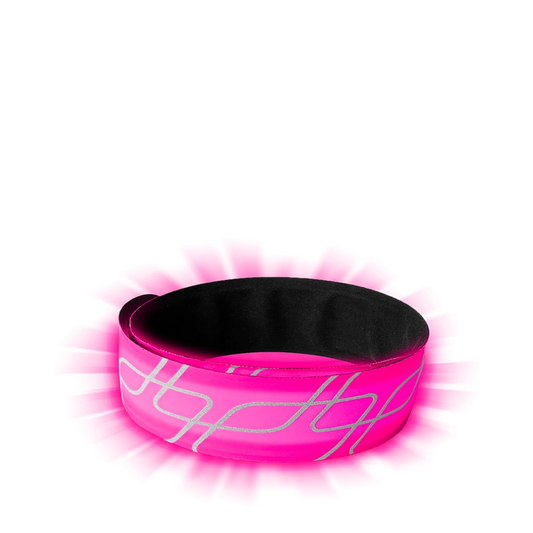 Front view of Amphipod Full Viz Rechargeable Flashing Reflective Slap Band.