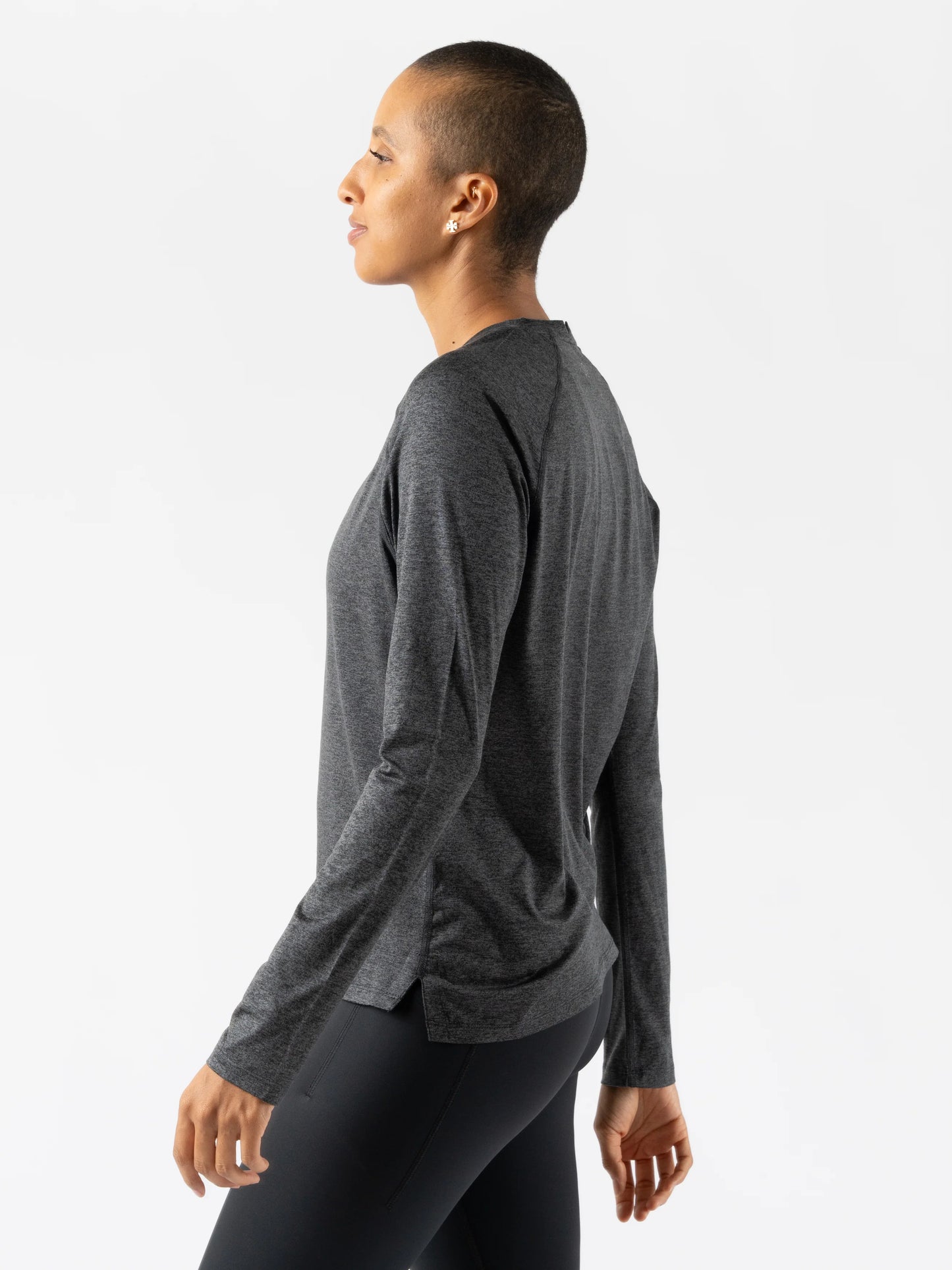 Rabbit Women's EZ Tee Long Sleeve Top in Black Charcoal