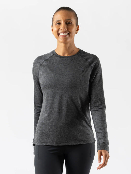 Rabbit Women's EZ Tee Long Sleeve Top in Black Charcoal