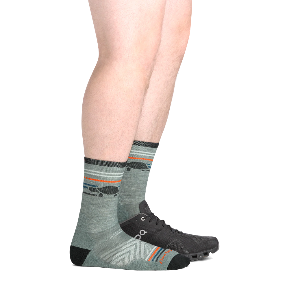 Model view of Darn Tough Pacer Micro Crew Ultra Lightweight Running Socks.