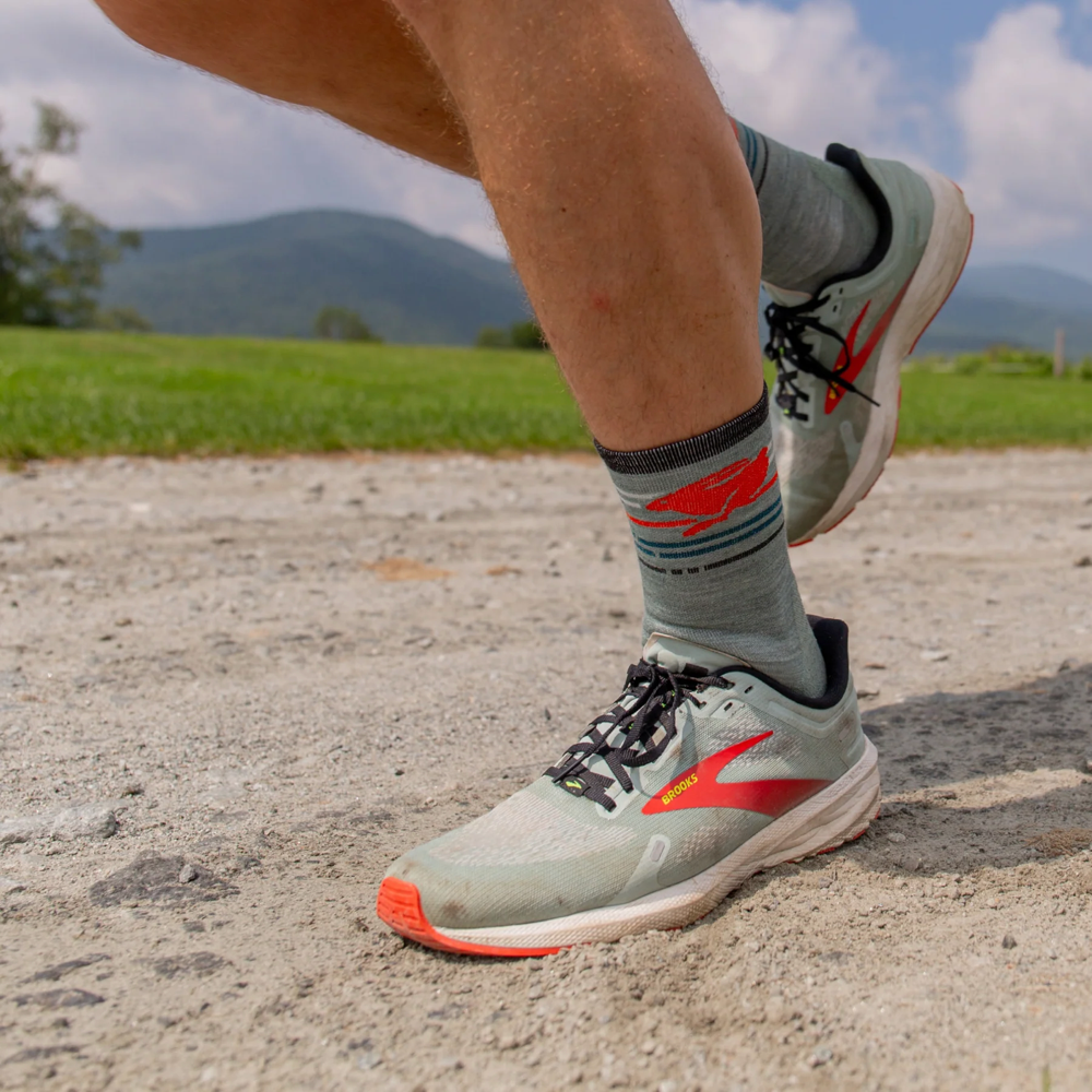 Model view of Darn Tough Pacer Micro Crew Ultra Lightweight Running Socks.