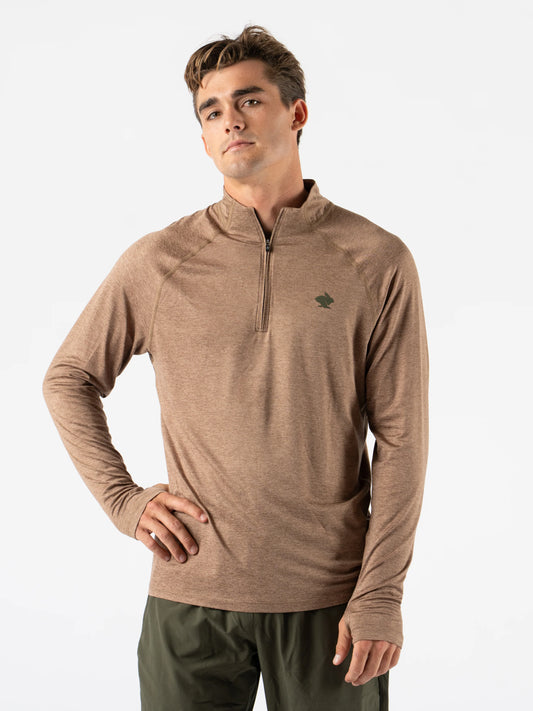 Rabbit Men's EZ ZIp Quarter Zip Long Sleeve Top in Petrified Oak