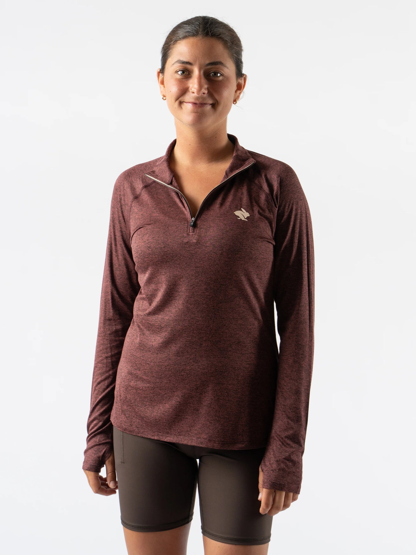 Rabbit Women's EZ Zip Quarter Zip Long Sleeve Top in Tawny