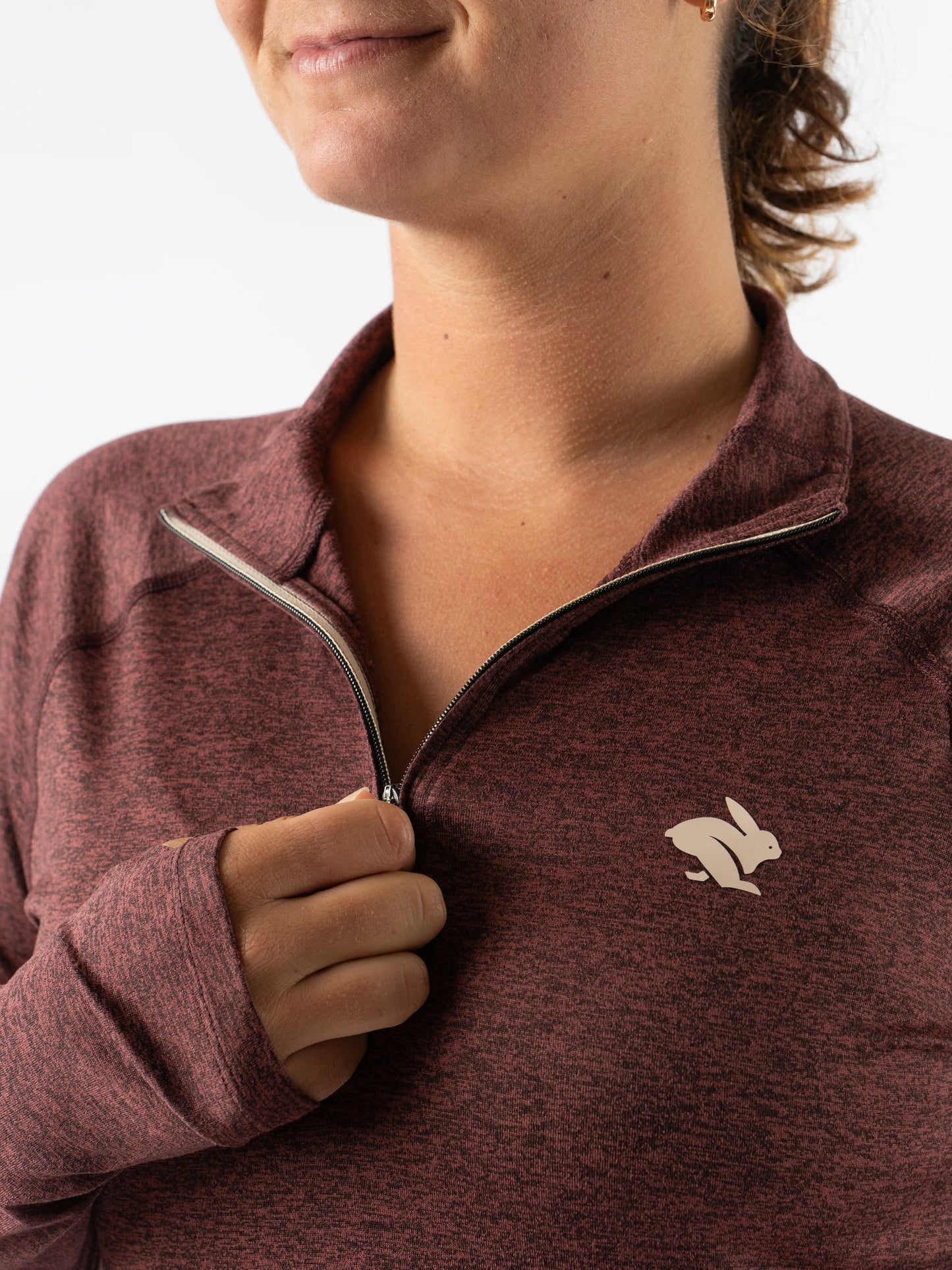 Rabbit Women's EZ Zip Quarter Zip Long Sleeve Top in Tawny