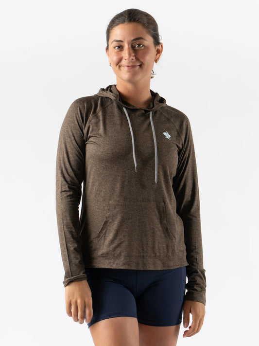 Rabbit Women's EZ Pullover Hooded Long Sleeve Top in Demitasse