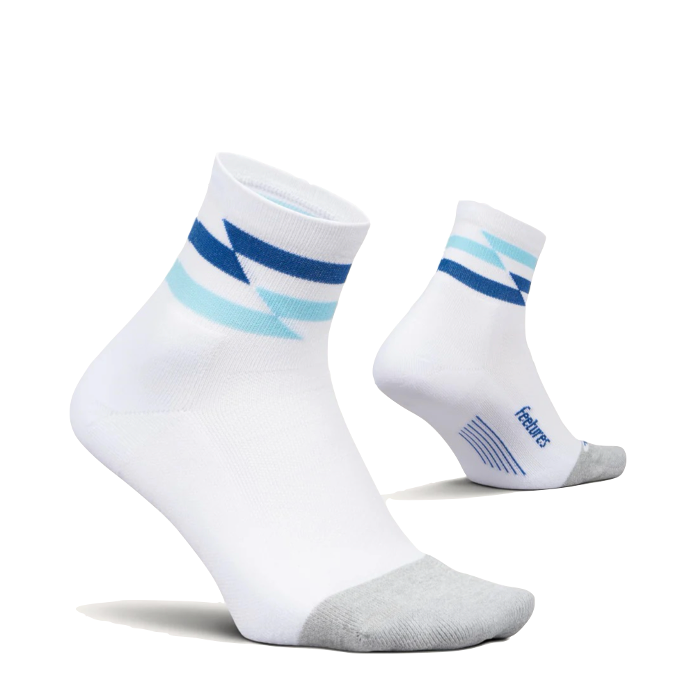 Side (right) view of Feetures Elite Light Cushion Quarter Sock.