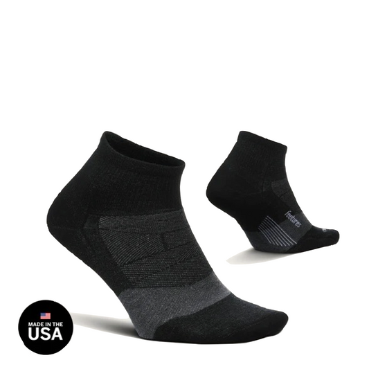 Feetures Merino 10 Max Cushion Quarter Sock in Charcoal