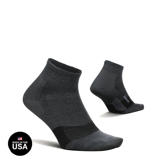 Feetures Merino 10 Ultra Light Quarter Sock in Gray