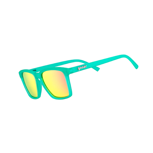 Goodr LFG Sunglasses in Short With Benefits with Mirrored Reflective Pink Lenses